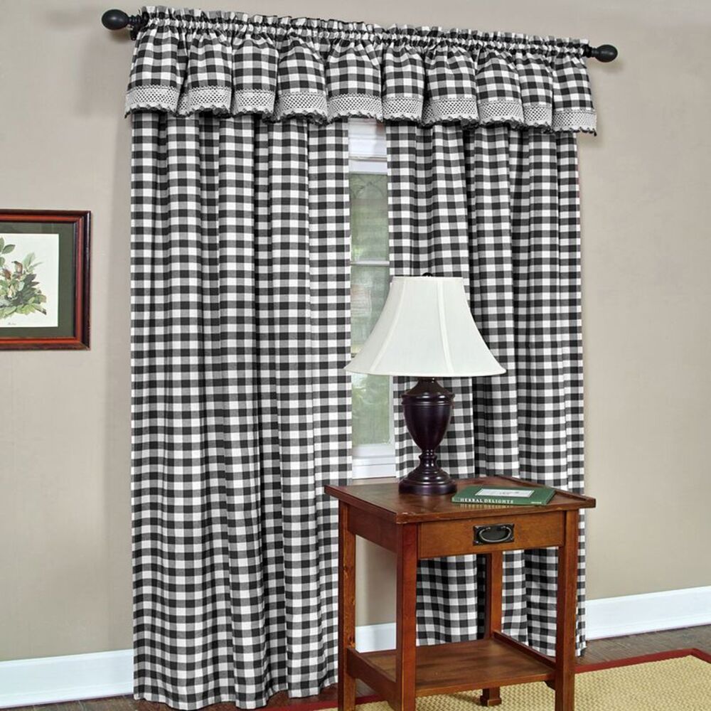 Ben&Jonah Collection Buffalo Check Window Curtain Panel - 42x84 - Black